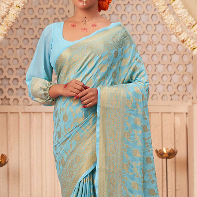 Light Blue Georgette Saree