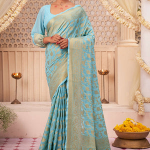 Light Blue Georgette Saree