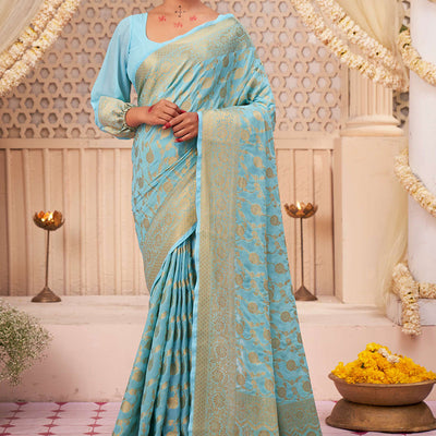 Light Blue Georgette Saree