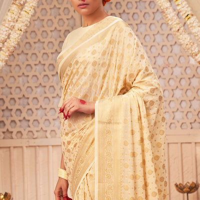 Off-White Georgette Saree