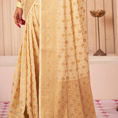 Off-White Georgette Saree