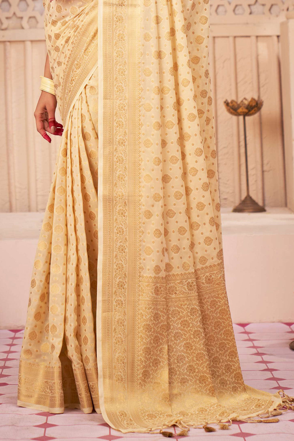 Off-White Georgette Saree