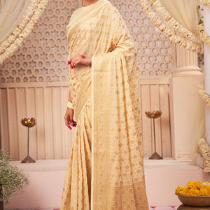 Off-White Georgette Saree
