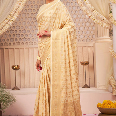 Off-White Georgette Saree