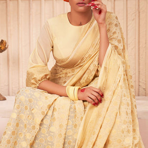 Off-White Georgette Saree