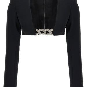 David Koma Top 3d Crystsal Chain And Square Neck