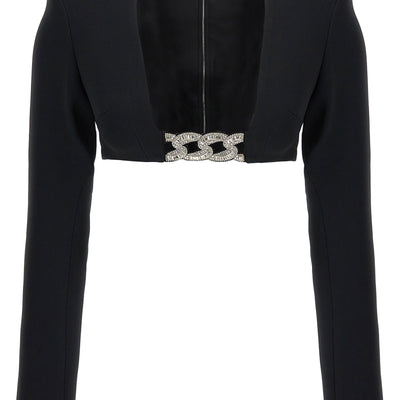 David Koma Top 3d Crystsal Chain And Square Neck