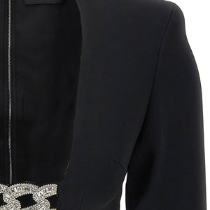 David Koma Top 3d Crystsal Chain And Square Neck
