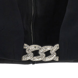 David Koma Top 3d Crystsal Chain And Square Neck