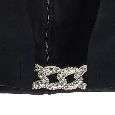 David Koma Top 3d Crystsal Chain And Square Neck