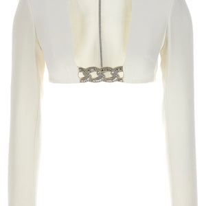 David Koma Top 3d Crystsal Chain And Square Neck