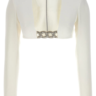 David Koma Top 3d Crystsal Chain And Square Neck