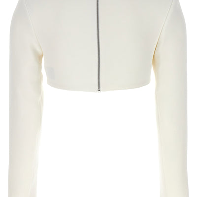 David Koma Top 3d Crystsal Chain And Square Neck