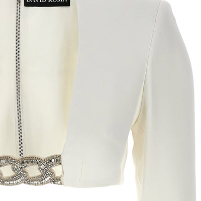 David Koma Top 3d Crystsal Chain And Square Neck