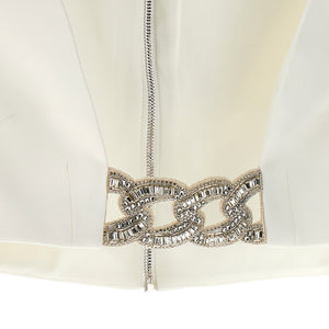 David Koma Top 3d Crystsal Chain And Square Neck