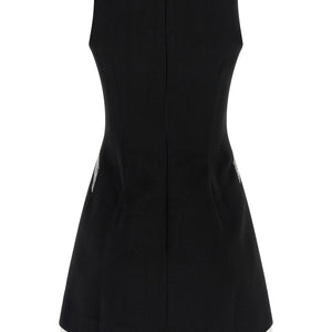 Self-Portrait Black Crêpe Bow Lace Mini Dress