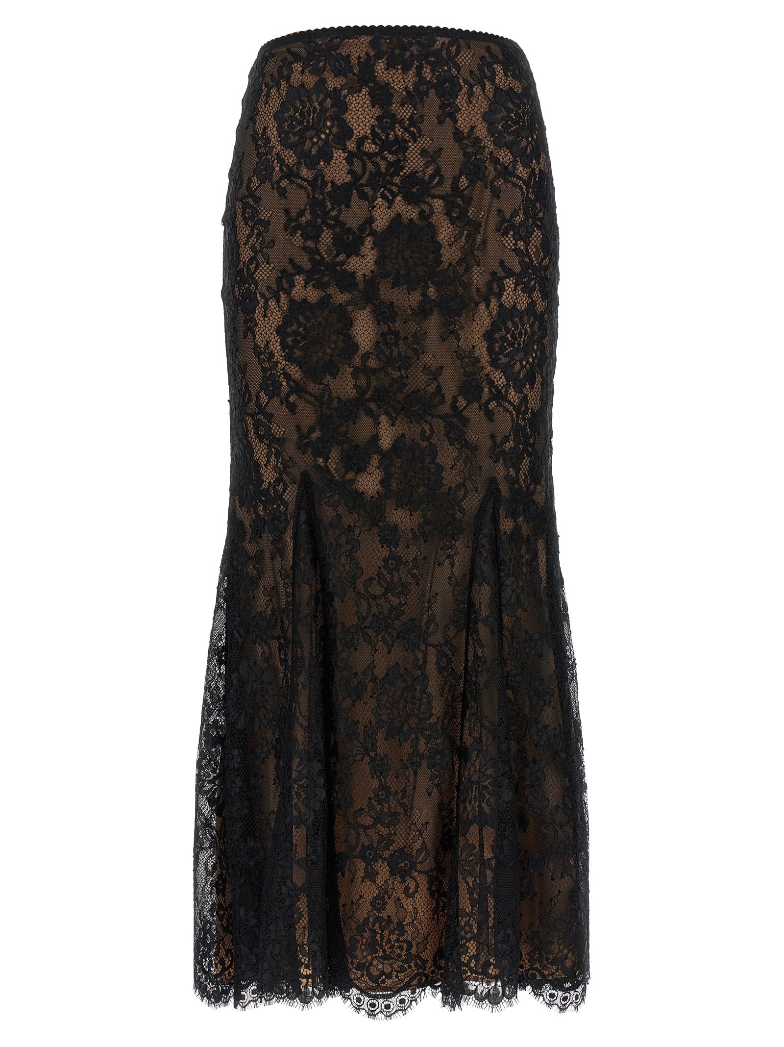 Self-Portrait Black Lace Midi Skirt