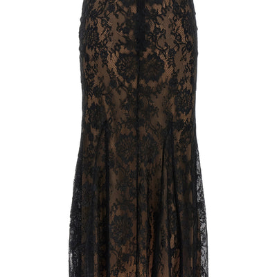 Self-Portrait Black Lace Midi Skirt