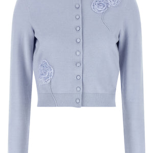 Self-Portrait Blue Flower Knit Cardigan
