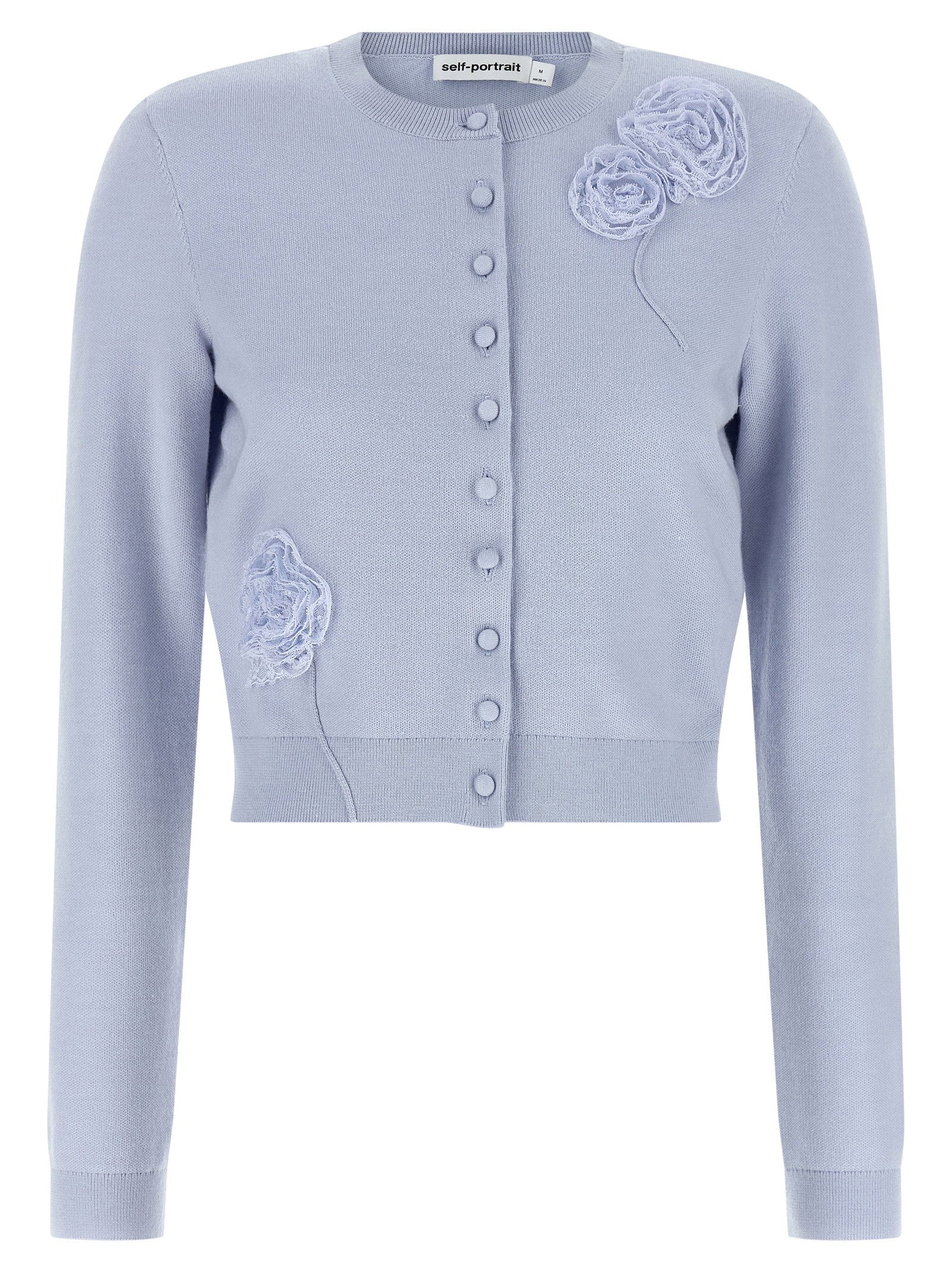 Self-Portrait Blue Flower Knit Cardigan