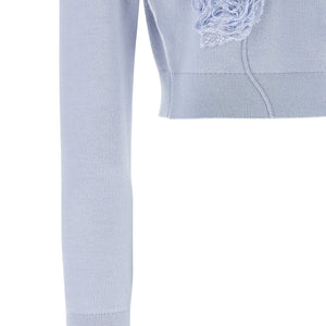 Self-Portrait Blue Flower Knit Cardigan