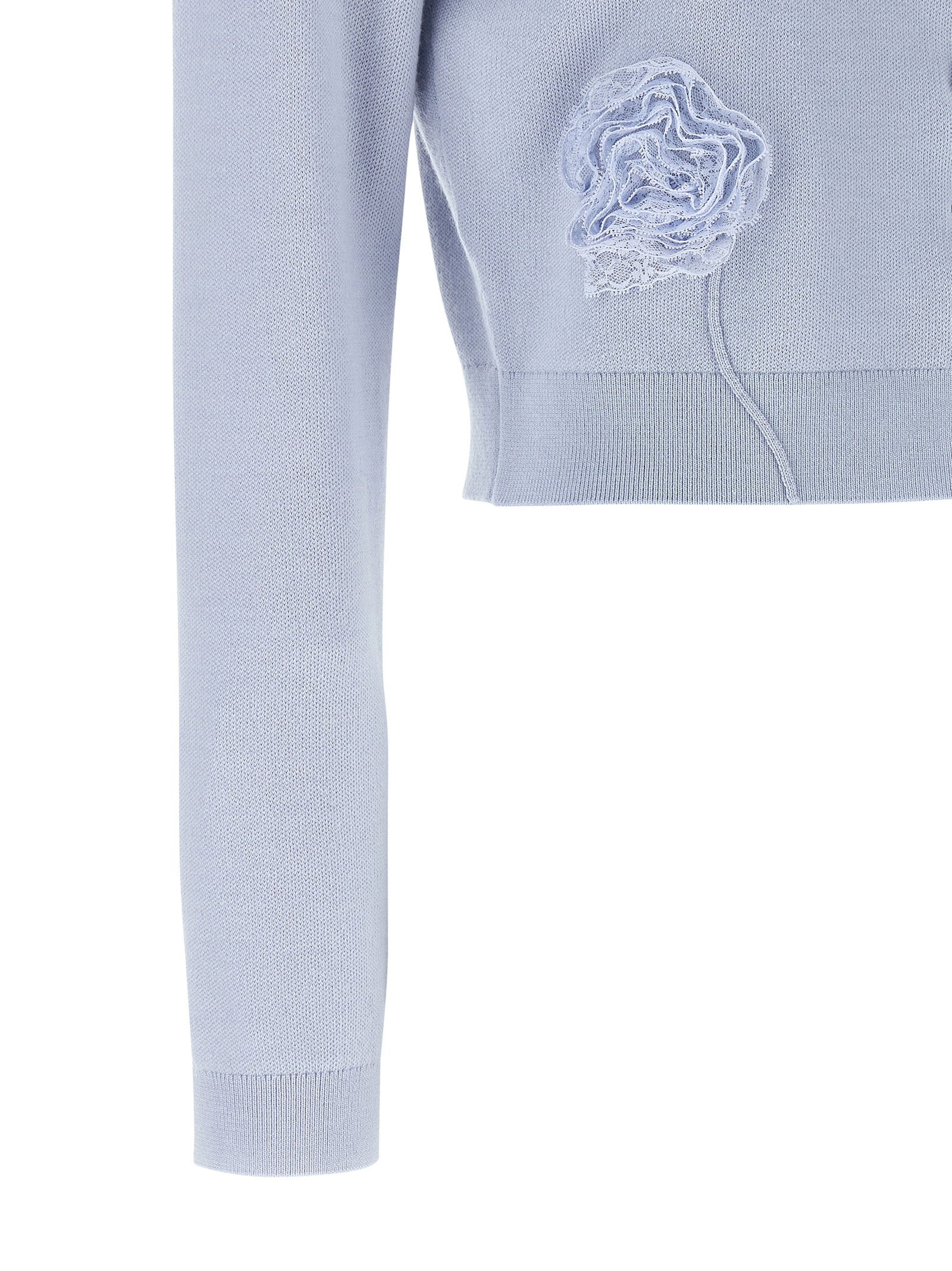 Self-Portrait Blue Flower Knit Cardigan
