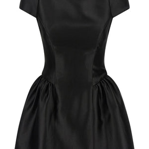 Self-Portrait Black Taffetà Collared Mini Dress