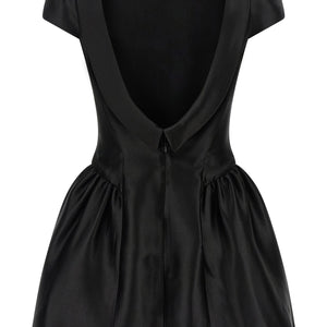 Self-Portrait Black Taffetà Collared Mini Dress