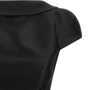 Self-Portrait Black Taffetà Collared Mini Dress