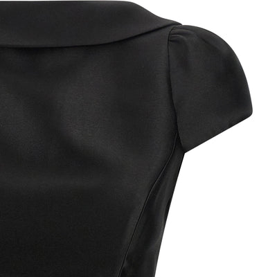 Self-Portrait Black Taffetà Collared Mini Dress