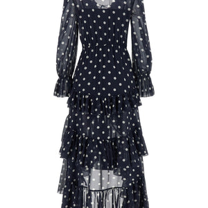 Self-Portrait Polka Dot Georgette Ruffle Maxi Dress