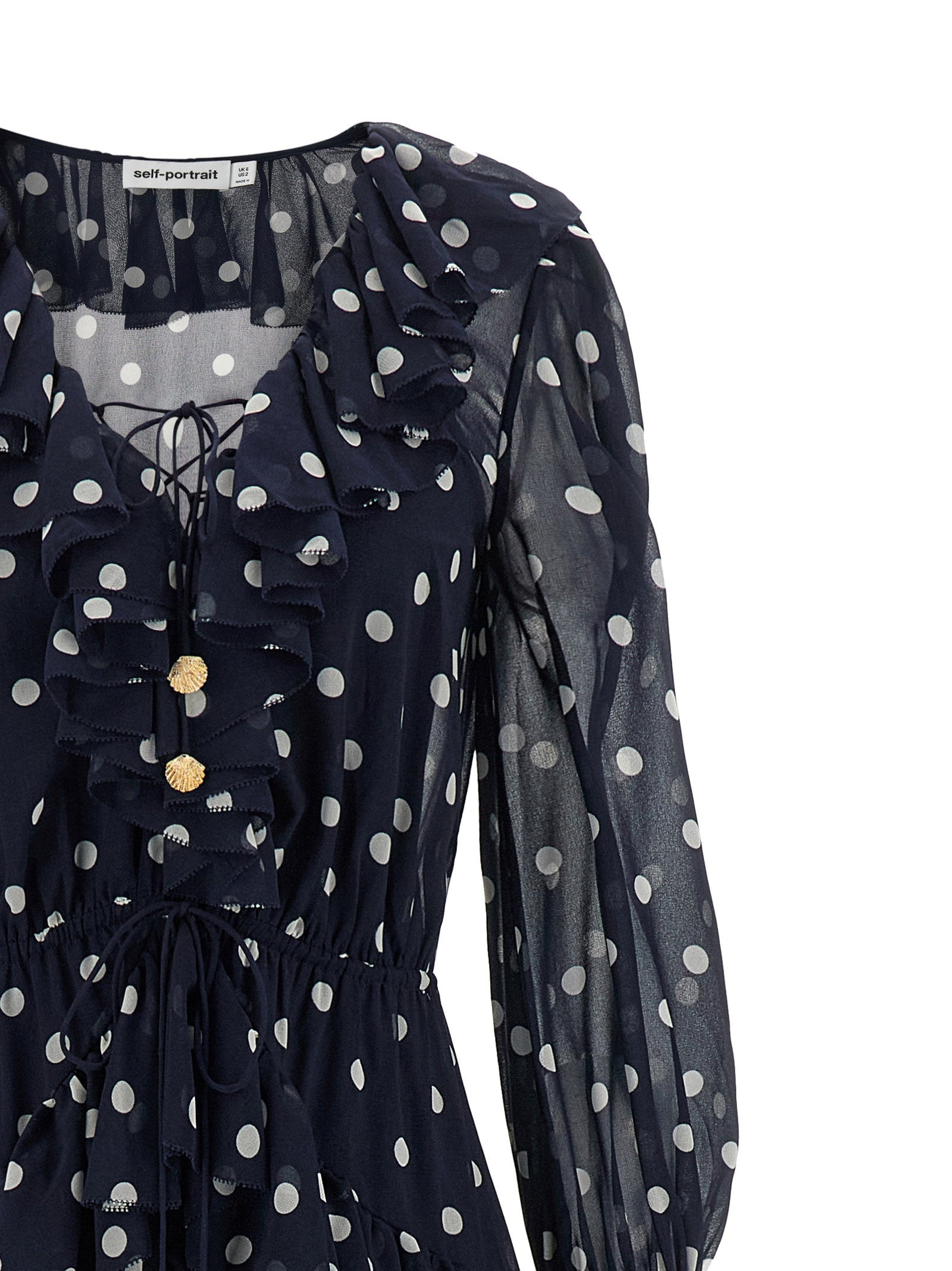 Self-Portrait Polka Dot Georgette Ruffle Maxi Dress