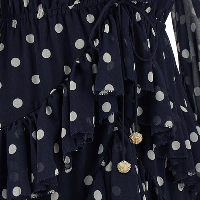 Self-Portrait Polka Dot Georgette Ruffle Maxi Dress