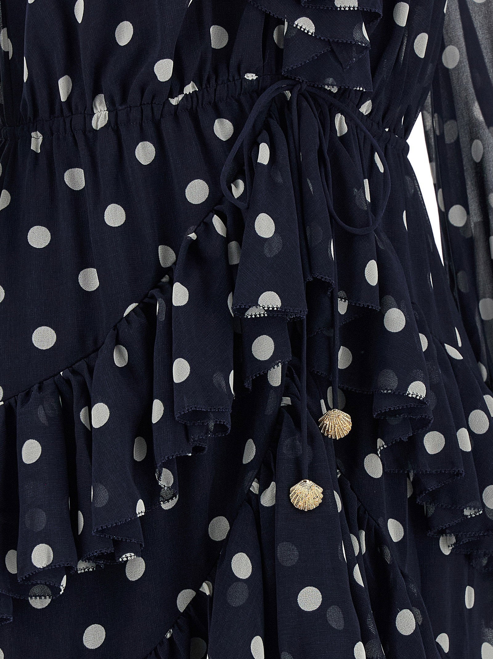 Self-Portrait Polka Dot Georgette Ruffle Maxi Dress