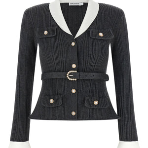 Self-Portrait Ribbed Cardigan