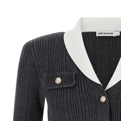 Self-Portrait Ribbed Cardigan