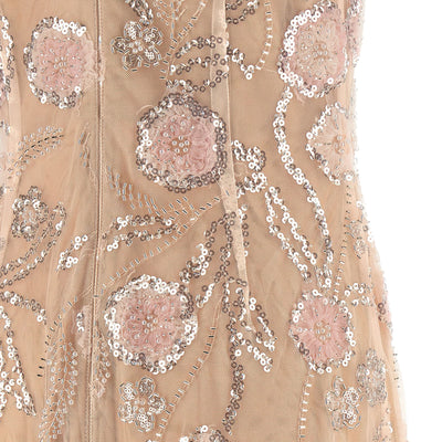 Self-Portrait Pink Flower Sequin Embellished Midi Dress