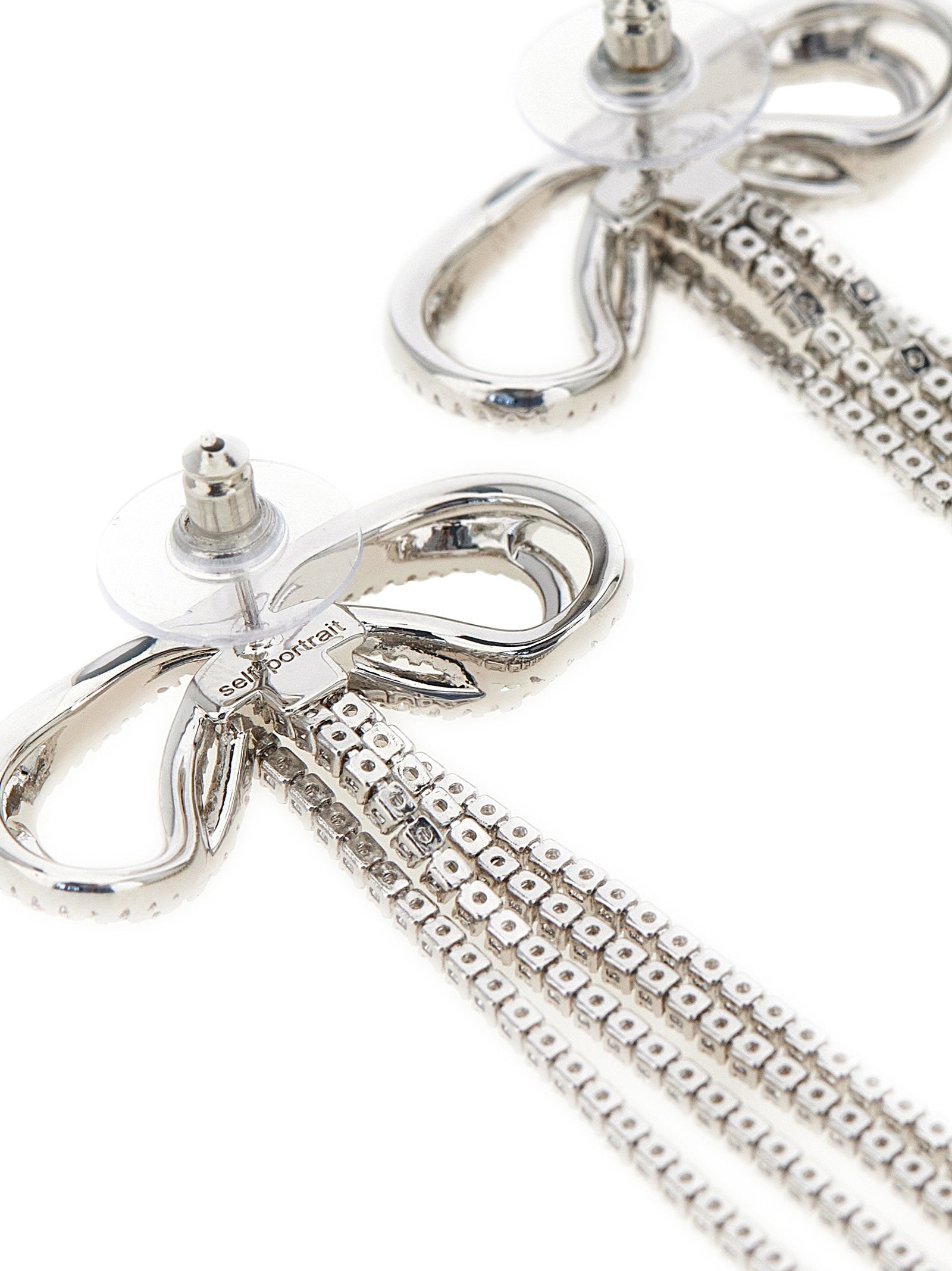 Self-Portrait Double Crystal Bow Earrings