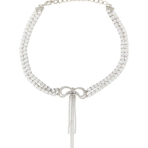 Self-Portrait Double Crystal Bow Necklace