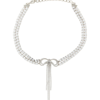 Self-Portrait Double Crystal Bow Necklace