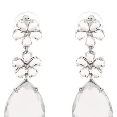 Self-Portrait Crystal Flower Tiered Earrings
