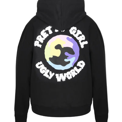 Pretty Girl Ugly World Zip Black Hoodie