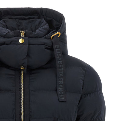 Elisabetta Franchi Belted Down Jacket With Logo Buckle