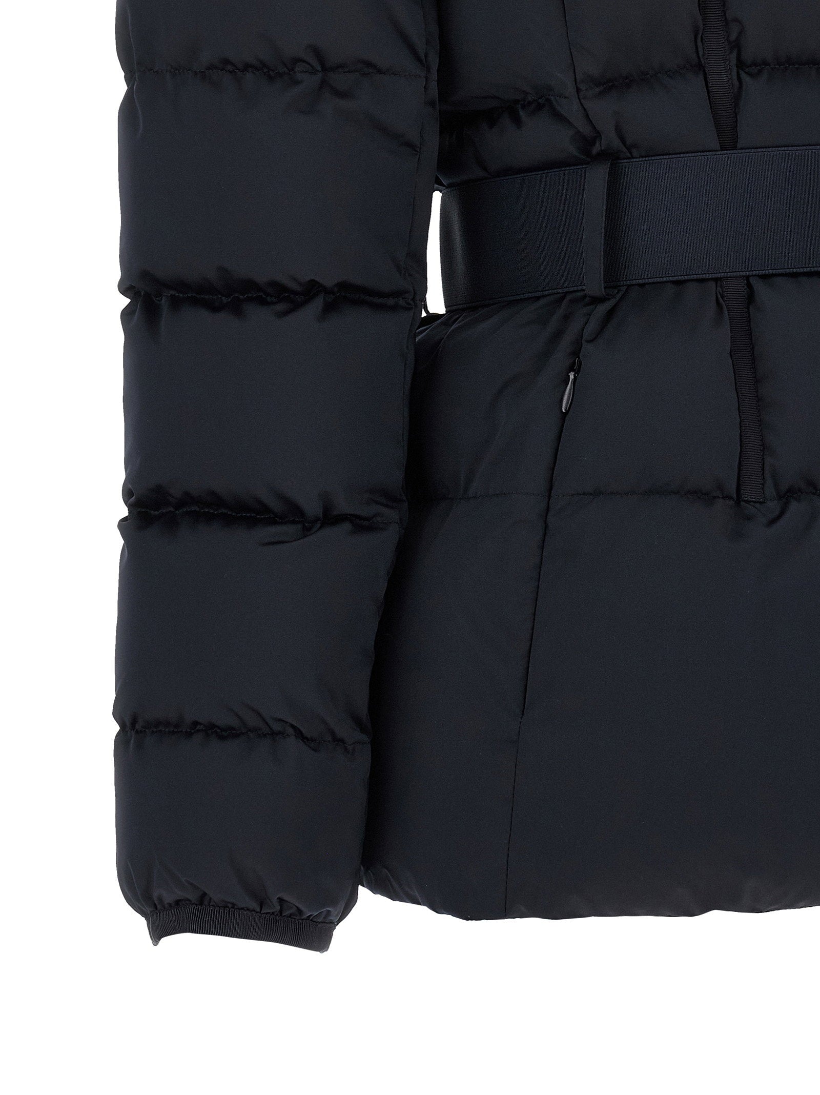 Elisabetta Franchi Belted Down Jacket With Logo Buckle