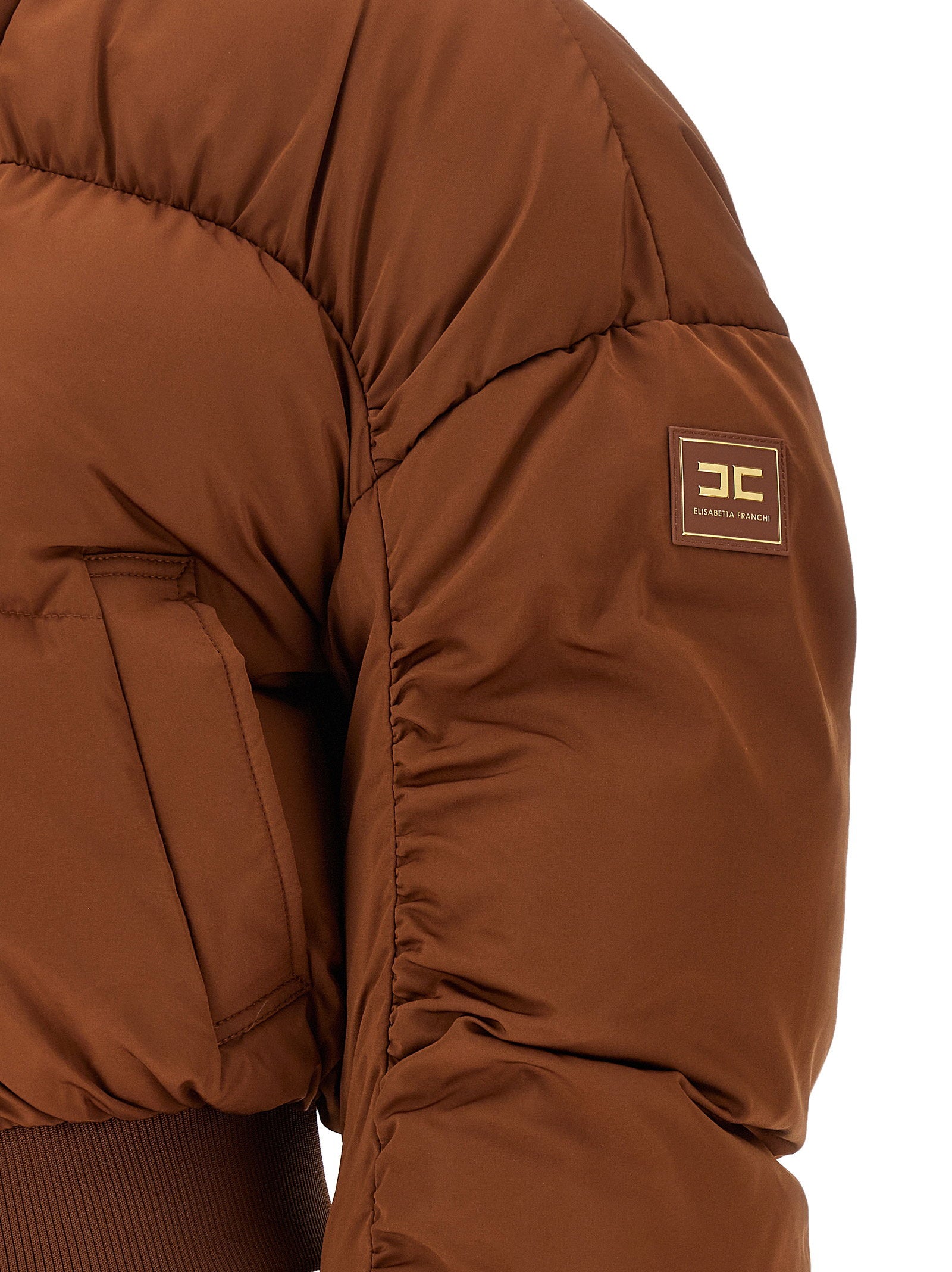 Elisabetta Franchi Down Jacket With Curled Sleeves