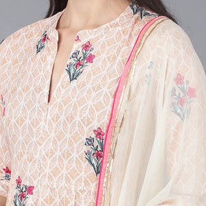 Beige Poly Crepe Anarkali Suit Set PKSKD1326