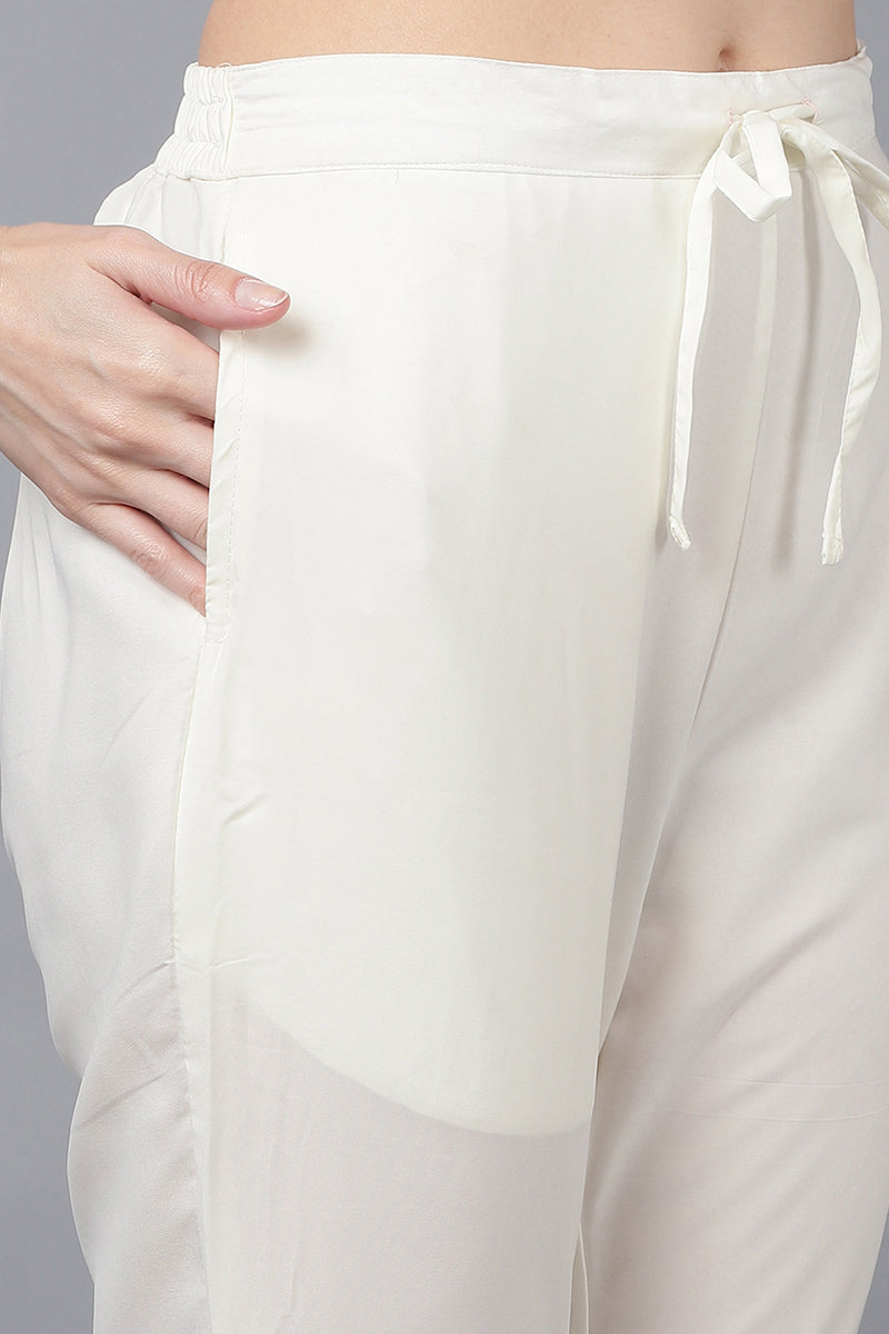 Beige Poly Crepe Anarkali Suit Set PKSKD1326