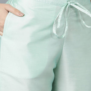 Mint Green Poly Silk Straight Kurta Pant With Dupatta Set PKSKD1478