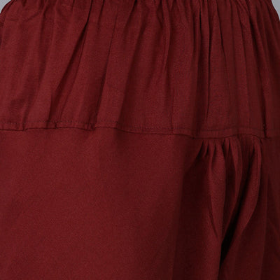 Maroon Silk Blend Solid A-Line Kurta Trousers With Dupatta PKSKD1756