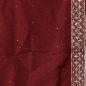 Maroon Silk Blend Solid A-Line Kurta Trousers With Dupatta PKSKD1756
